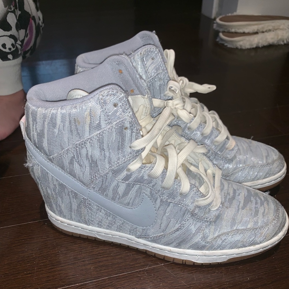 Silver Nike Wedge Sneakers